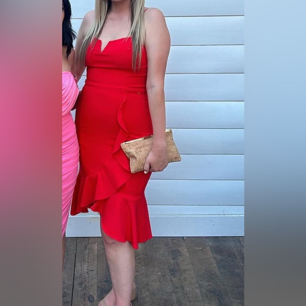 Elegant Red Ruffle Dress